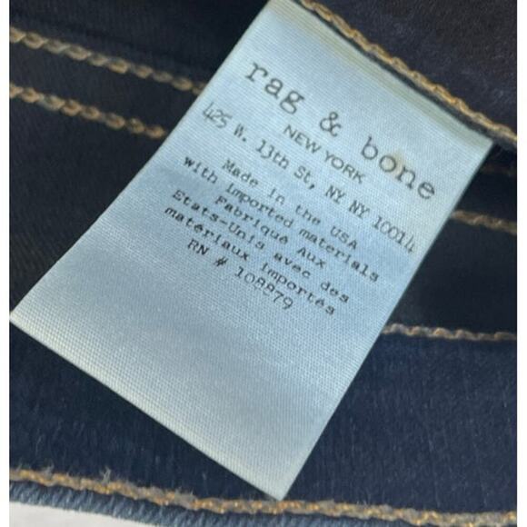 Rag & Bone 10 In Crop Flare DUNE Dark Wash Raw Hem Clean Girl sz 28 Made in USA - Picture 6 of 12